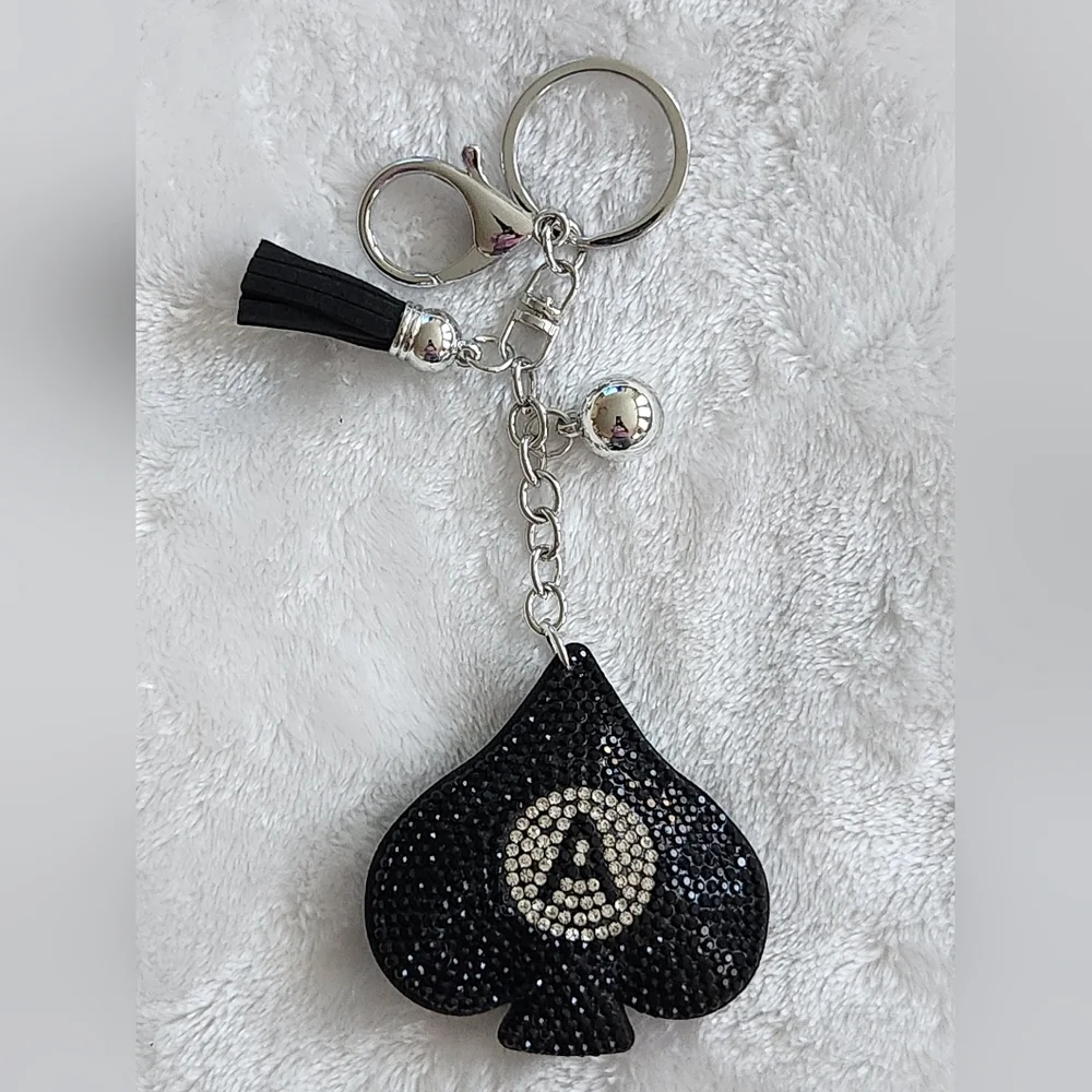 Ace Of Spades Black and Silver Keychain Accessory Bag Charm